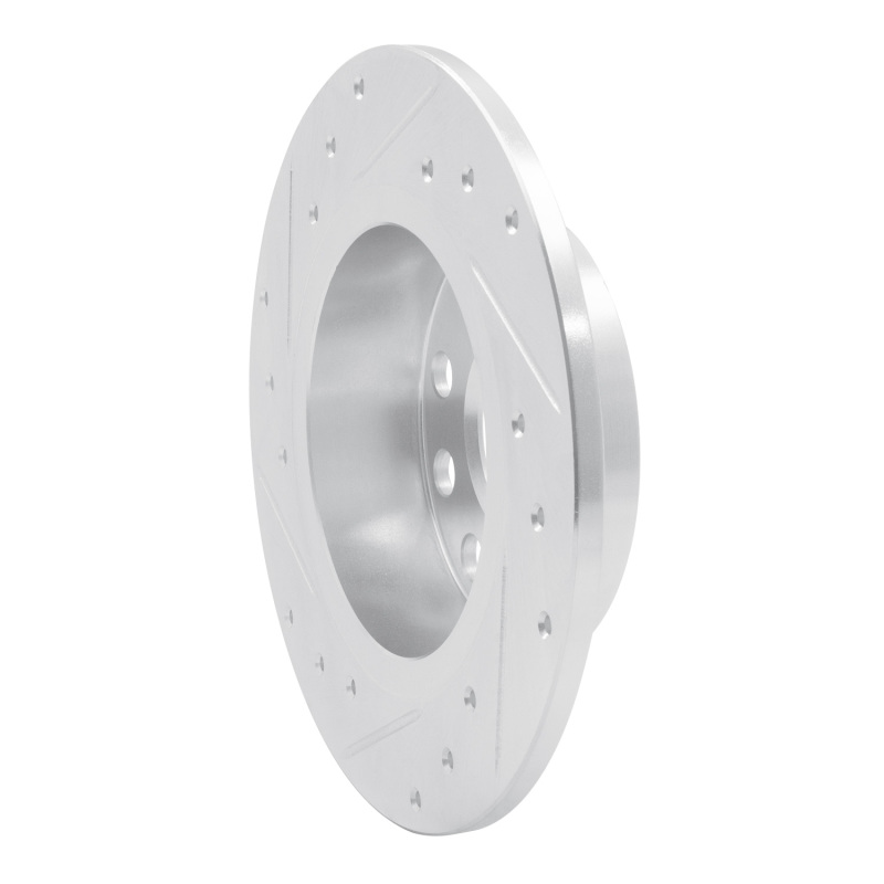 Audi A3 Brake Rotor (1) - Rear Right - R1 Concepts - Drilled & Slotted - Silver - `10-`19